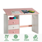 Mesa Desenho Infantil Escrivaninha 3 Gav Madeira Kevin Rosa B
