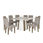 Mesa Diamante P/ Sala De Jantar 08 Cadeiras Âmbar Com Tampo G