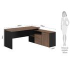 Mesa Diretor Em L Escritório 170 Cm Home Office 2 Gavetas 1 P