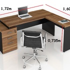 Mesa Diretor em L Web40 c/ Vidro 1,72x1,60 c/ 03 Gavetas - No
