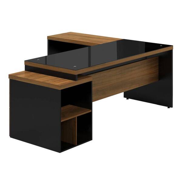 Mesa Diretor em L Web40 c/ Vidro 1,72x1,60 c/ 03 Gavetas - No