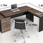 Mesa Diretor Web40 C/ Vidro 1,72 x 1,60 c/ Gaveteiro 3g - Ame