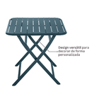 Mesa para Jardim Dobrável 2 Lugares Quadrada 75x75x75cm Alumínio Azul Agata Idaho Naterial