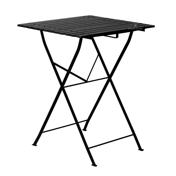 Mesa Dobrável 60x60 Cm Em Ferro E Madeira Envernizada Black