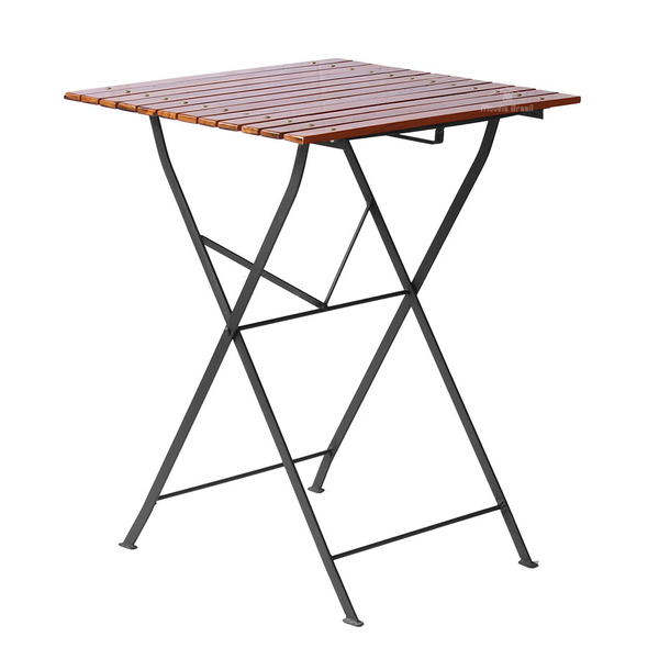 Mesa Dobrável 60x60cm Em Ferro E Madeira Demolição Maciça Nat