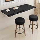 Mesa Dobrável 90cm Com Banqueta 55cm Preto E Couro Preto