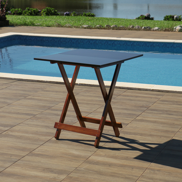 Mesa Dobrável Bar 70x70 De Madeira Imbuia - Móveis Britz