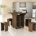 Mesa Dobrável C/ Bancos Vira Aparador Multiuso Bar Mdf Annie