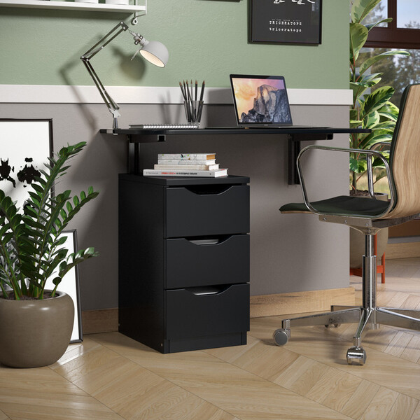 Mesa Dobrável C/ Gaveteiro De 03 Gvts Kit Cor Preto