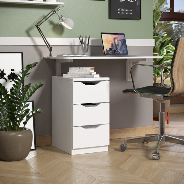 Mesa Dobrável C/ Gaveteiro Kit Branco Ajl Praticidade P/ Todo