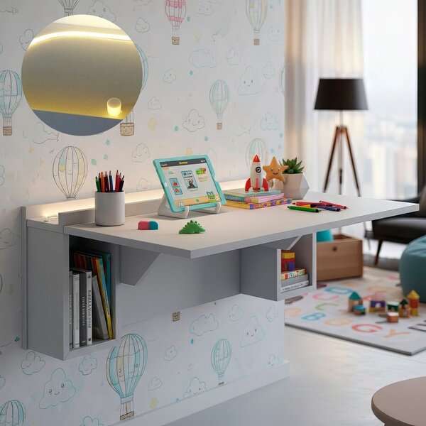 Mesa Dobrável Com Nichos Com Led Neon Quente 78,5cm Branco Br