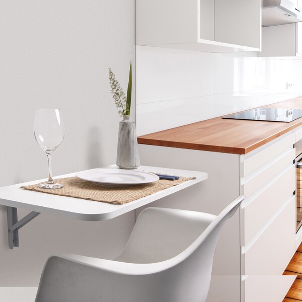 Mesa Dobrável de Parede 80x40cm Branca MDP com Cantos Arredondados Premium Bemfixa