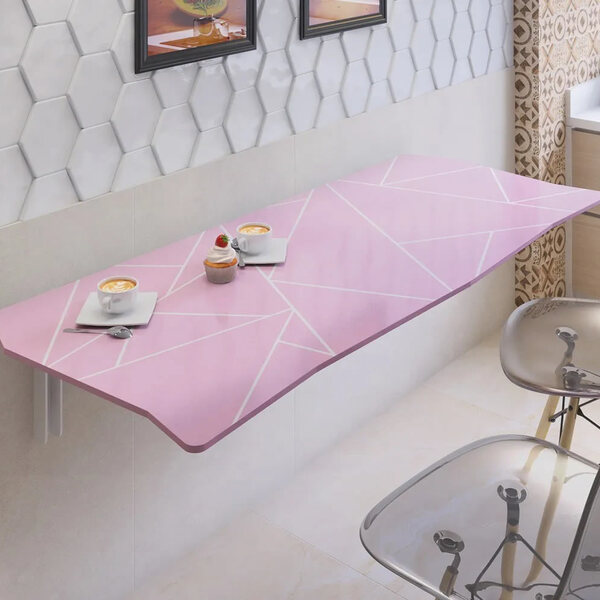 Mesa Dobrável De Parede Madeira Mdf 110 Cm Lux Rosa