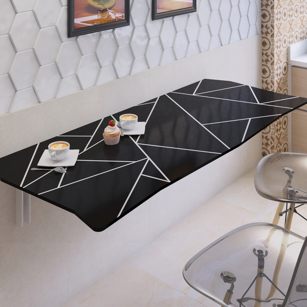 Mesa Dobrável De Parede Madeira Mdf 70 Cm Lux Preto