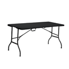 Mesa Dobrável De Plástico Preta 180 X 74 Cm Cor Preta