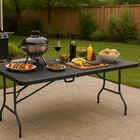 Mesa Dobrável De Plástico Preta 180 X 74 Cm Cor Preta