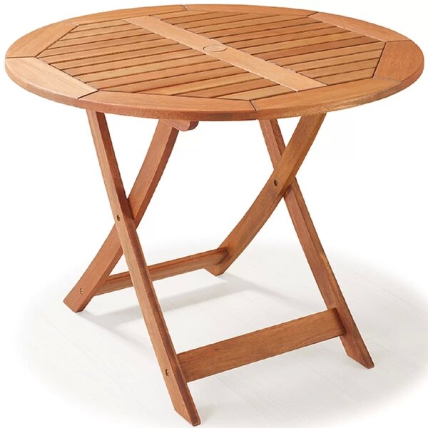 Mesa Dobrável Em Madeira Maciça Redonda 90cm Primavera