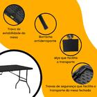 Mesa Dobrável Preta De Plástico Portátil Com Alça Leve Para C