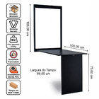 Mesa Dobrável Retrátil De Parede Retangular Em Mdf Preta - Mó