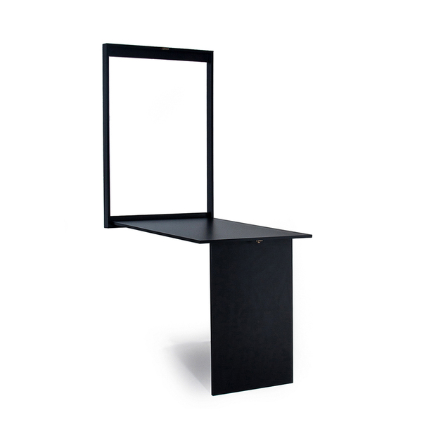 Mesa Dobrável Retrátil De Parede Retangular Em Mdf Preta - Mó