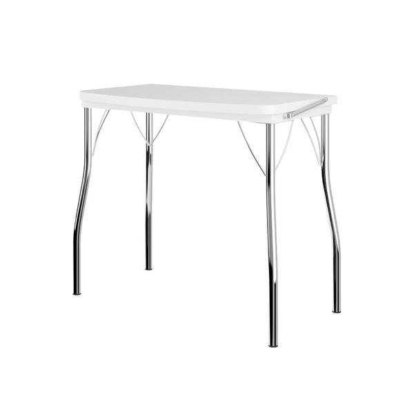 Mesa Dobrável Tampo Branco Tubos Cromados Carraro