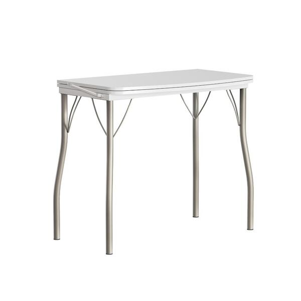 Mesa Dobrável Tampo Branco Tubos Prata 216 Carraro