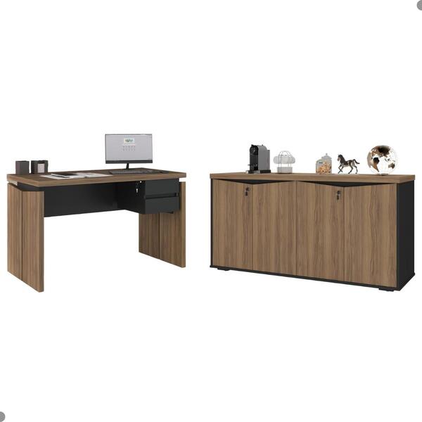 Mesa E Balcão 4 Portas Nobres Nogal Preto