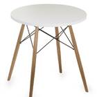 Mesa Eames 80 Cm Tampo Redondo Branco Base Madeira Clara 2858