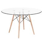 Mesa Eames Com Tampo De Vidro 120 Cm + 5 Cadeiras Estofadas E