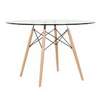 Mesa Eames Com Tampo De Vidro 120 Cm + 5 Cadeiras Estofadas E