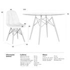 Mesa Eames Com Tampo De Vidro 120 Cm + 5 Cadeiras Estofadas E