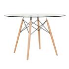 Mesa Eames Com Tampo De Vidro 120 Cm + 6 Cadeiras Estofadas E