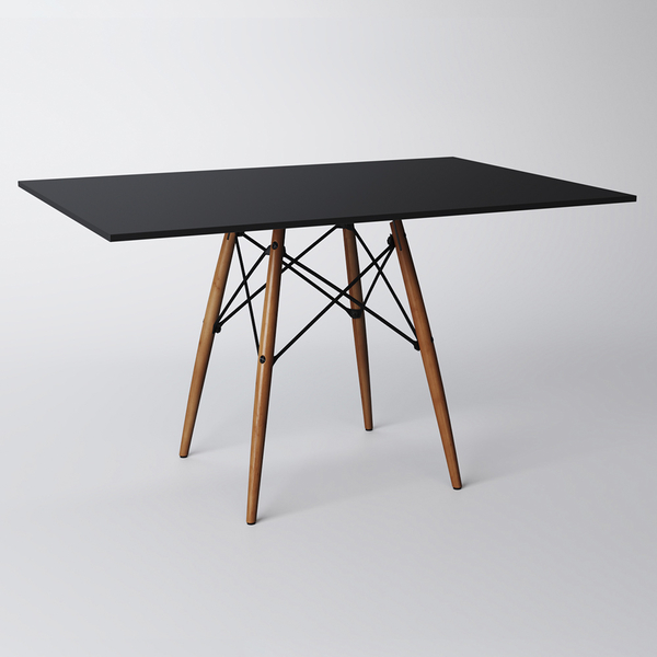 Mesa Eames Eiffel Retangular Tampo De Madeira 120x75cm Preto