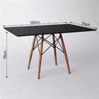Mesa Eames Eiffel Retangular Tampo De Madeira 120x75cm Preto