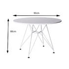 Mesa Eames Ferro Branco Tampo Redondo Madeira Branco 90cm