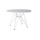 Mesa Eames Ferro Branco Tampo Redondo Madeira Branco 90cm