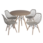 Mesa Eames Folhada De Madeira 90cm E 4 Cadeiras New Eames Pol