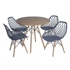 Mesa Eames Folhada De Madeira 90cm E 4 Cadeiras New Eames Pol