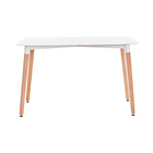 Mesa Eames Retangular Branca Base Madeira