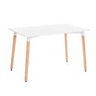 Mesa Eames Retangular Branca Base Madeira