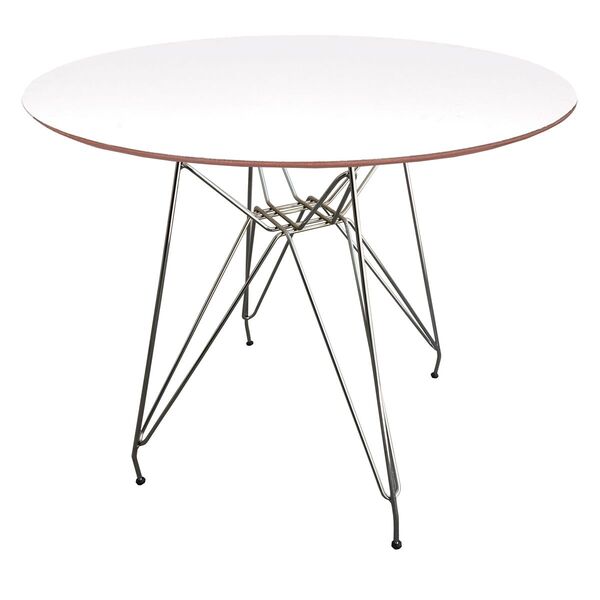 Mesa Eames Torre Eiffel Inox - Madeira Branca - 0 80m