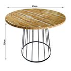 Mesa Eiffel Cubo Redonda Estilo Industrial Madeira Maciça E F