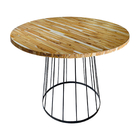 Mesa Eiffel Cubo Redonda Estilo Industrial Madeira Maciça E F