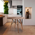 Mesa Eiffel Design Charles Eames Redonda 110cm Amêndoa Base M