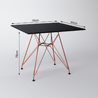 Mesa Eiffel Quadrada 90cm Tampo De Madeira Preto Com Base De