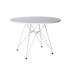 Mesa Eiffel Redonda 110cm Tampo De Madeira Branco Com Base De