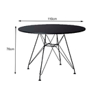 Mesa Eiffel Redonda 110cm Tampo De Madeira Preto Com Base De