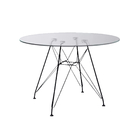 Mesa Eiffel Redonda 110cm Tampo De Vidro Com Base De Ferro Pr
