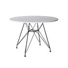 Mesa Eiffel Redonda 90cm Tampo De Madeira Branco Com Base De