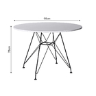 Mesa Eiffel Redonda 90cm Tampo De Madeira Branco Com Base De